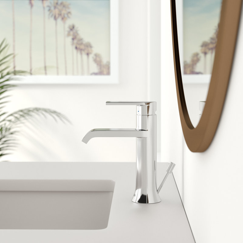 Robinet de salle de bain monotrou avec drain Moen Genta LX, Chrome
