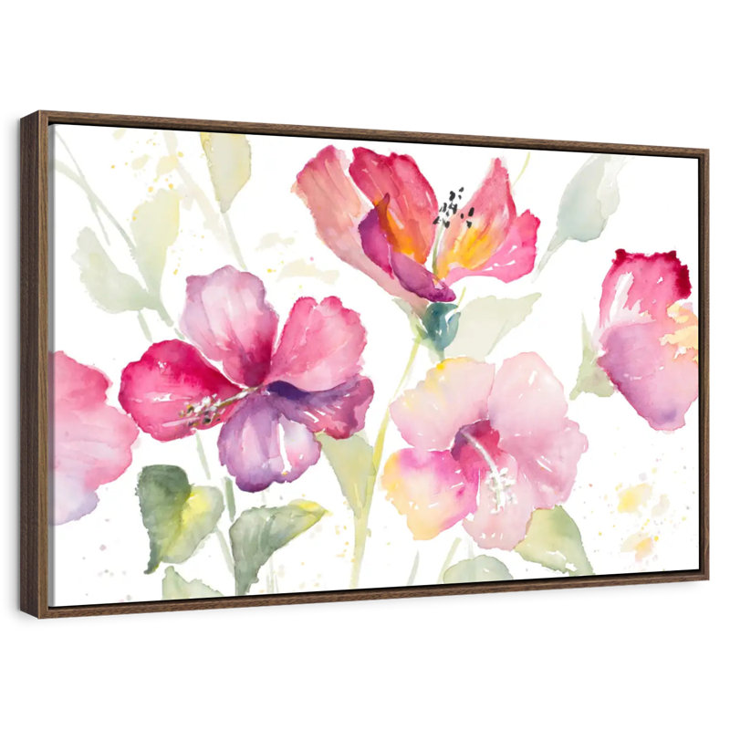 Hibiscus céleste, 46 po x 31 po, Cadre flottant noyer