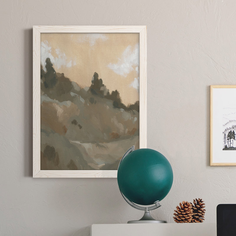 Hillside Walking Path II - peinture sur toile encadrée, H 24 po x l 20 po x P 1 po, Blanc, Blanc