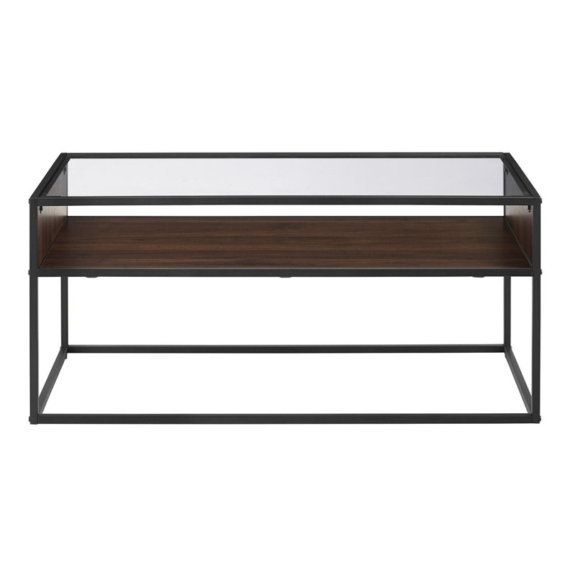 Frame Coffee Table with Storage, Dark Walnut