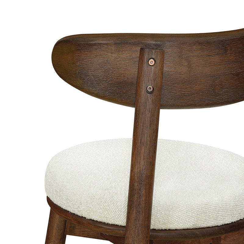 Tabourets de bar ronds à coussins (noyer + beige), Noyer