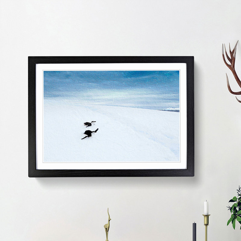 Playing Penguins - Picture Frame Painting Print, 27cm H x 36cm W x 2cm D, Black Framed