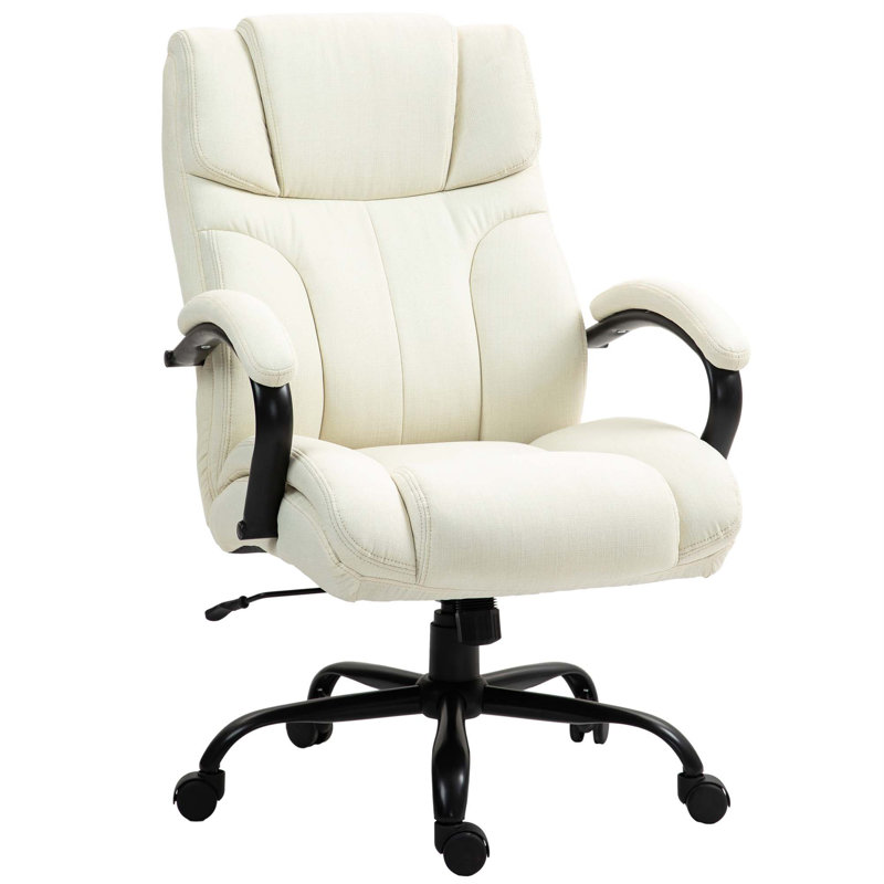 Vinsetto Big And Tall Office Chair With Wide Seat, Executive Computer Chair With Adjustable Height, Swivel Wheels And Linen