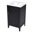 Meuble-lavabo de 20 po avec lavabo - noir, armoire pratique, tiroir, surface, charnières en acier inoxydable, ensemble de 17,5 po de hauteur en bois massif noir, lavabo en céramique, rangement de tiroir, finition peinte, armoire de L 19 po-1020216059