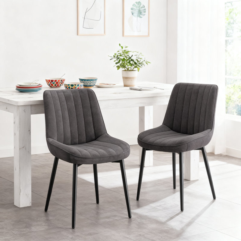 47.5cm H Upholstered Metal Upholstered Back Side Chair, Grey