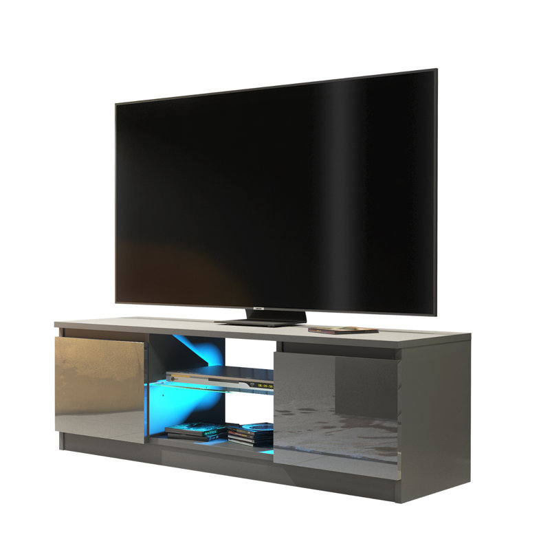 Brost Unfinished TV Stand for TVs up to 48", Dark Gray