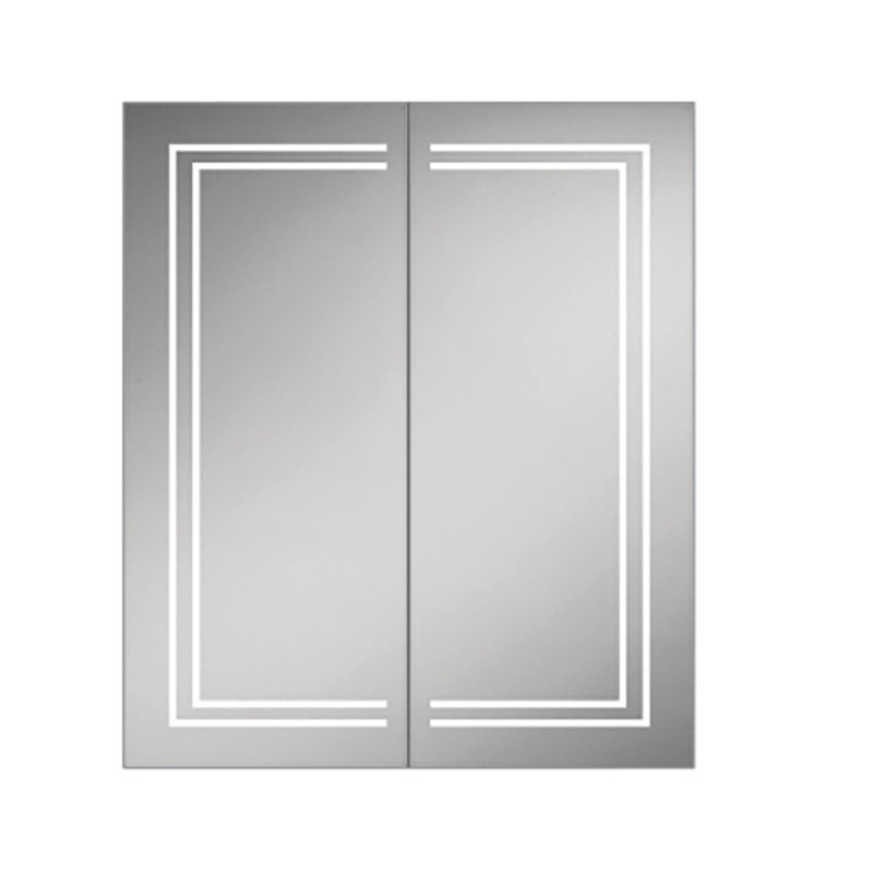 Edge 600mm W 700mm H Surface Frameless Medicine Cabinet Mirror 3 Adjustable, Vertical, 70cm H x 60cm W x 14cm D