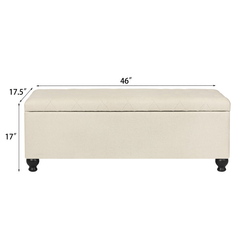 Charlton Home® 46 Inches Upholstered Tufted Storage Ottoman Bench ...
