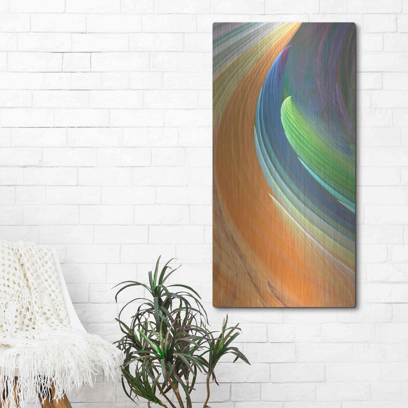 Ivy Bronx «Wind Waves IV» par James Burghardt, art mural en métal, H 48 po x l 24 po