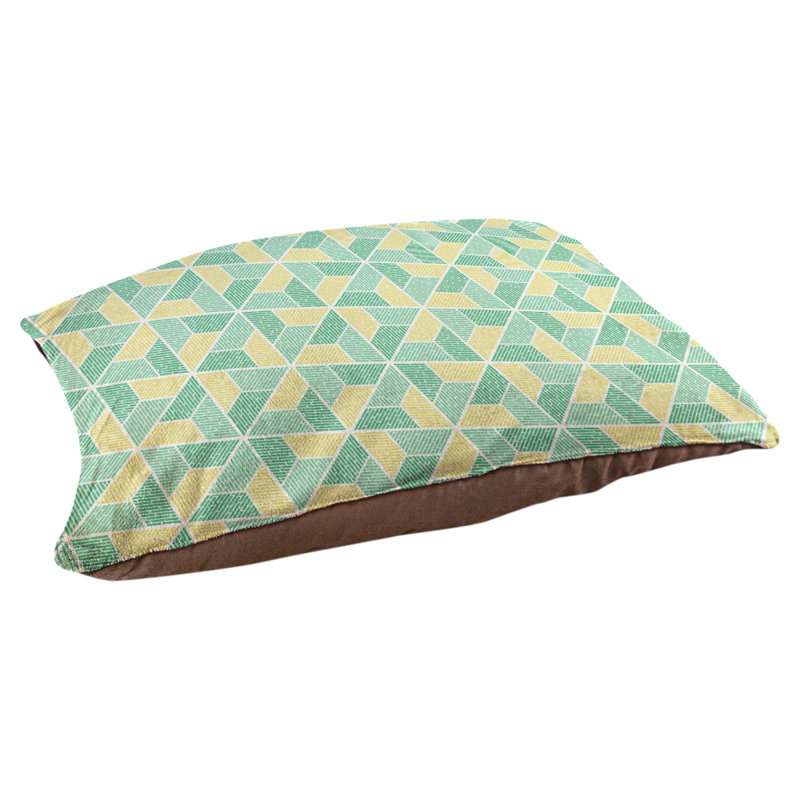 Coussin pour chien Byrge Trapezoids, Très grand (l 50 po x P 40 po x H 42 po), Orange clair / vert foncé / vert clair