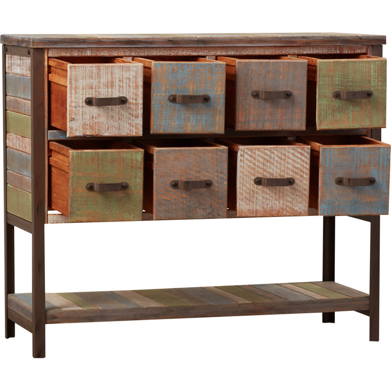 Commode d'appoint à 8 tiroirs Klem, Vert / brun
