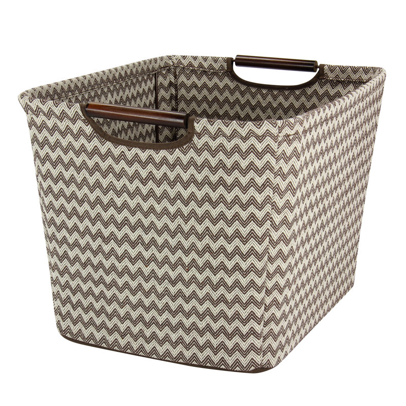 Fabric Storage Bin 1, Brown/Cream, 11" H x 16" W x 13" D