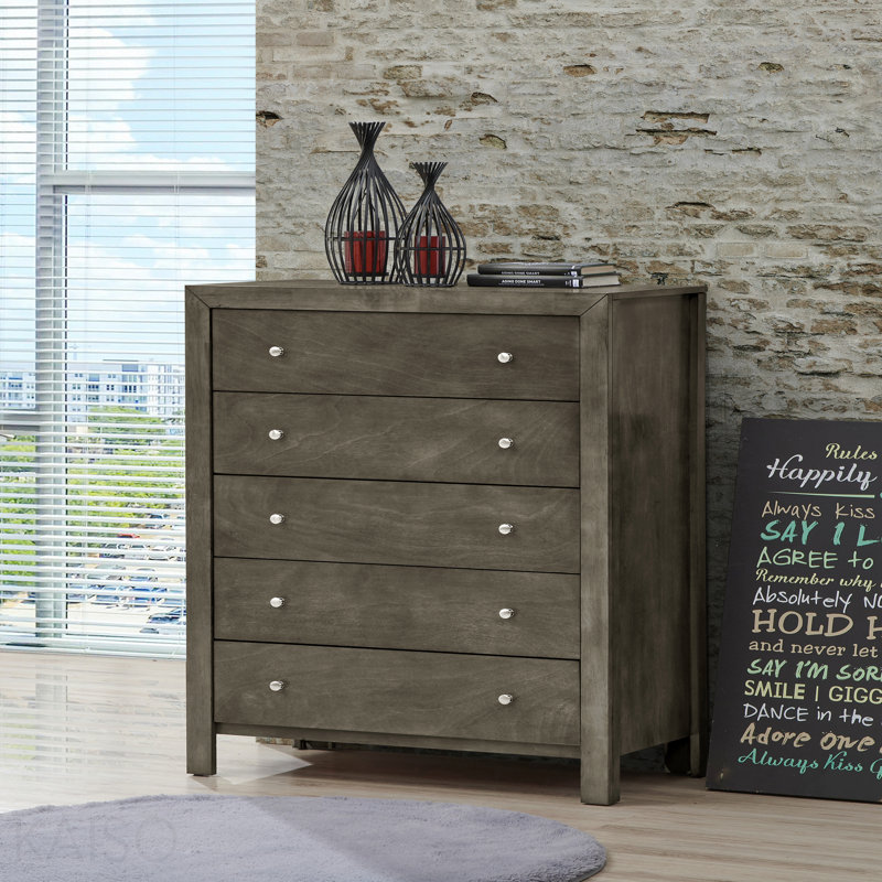 Élégant coffre de rangement transitionnel gris, Gris