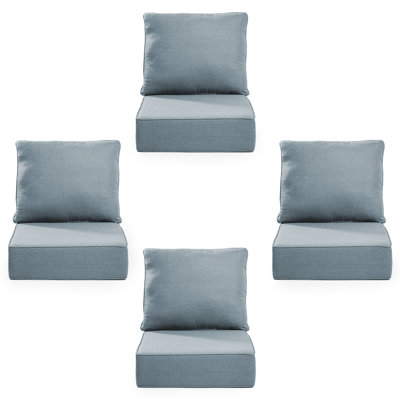 Coussins d'extérieur pour meubles de patio, ensemble de coussins de siège d'extérieur 24 x 24 x 6 pouces, coussins de chaise d'extérieur imperméables et résistants à la décoloration, coussin de chaise de patio profond avec housse amovible