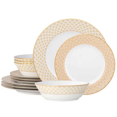 Noritake Trocadero Gold 12-Piece Dinnerware Set, Service for 4