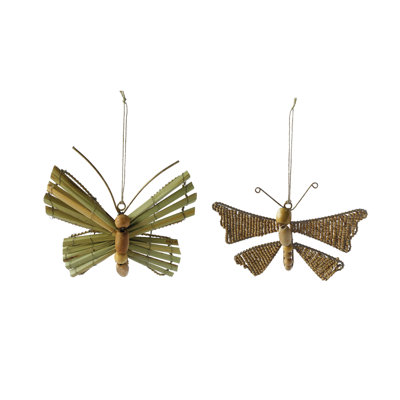 Ornement en forme de perle de bois de manguier et de bambou fait à la main