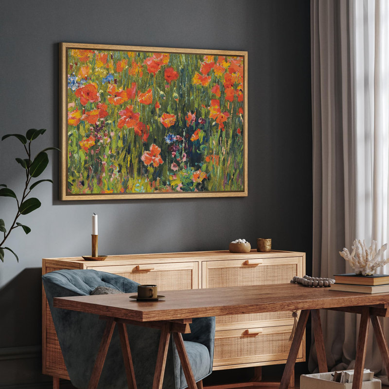 Champ de coquelicots sauvages, illustrations de paysages impressionnistes, campagne française rustique, H 36 po x l 24 po