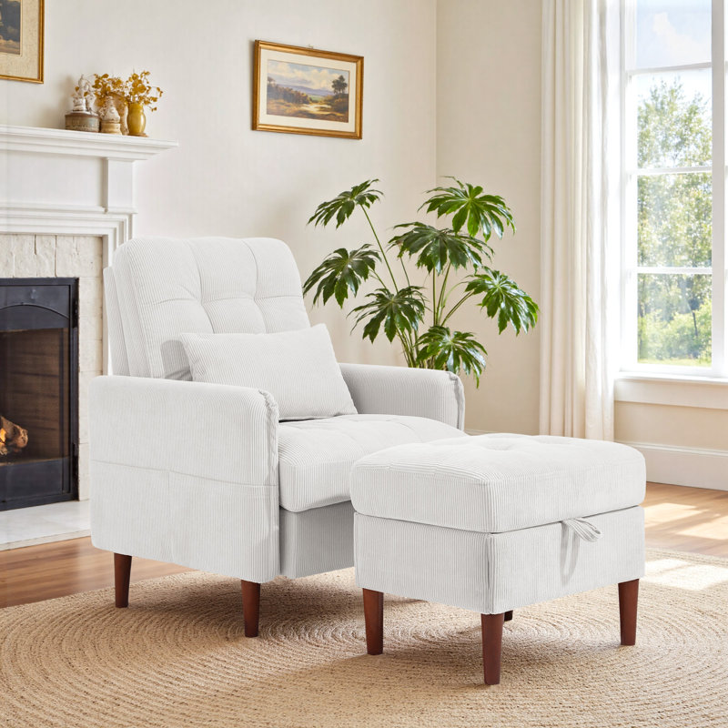 Upholstered Accent Chair, White
