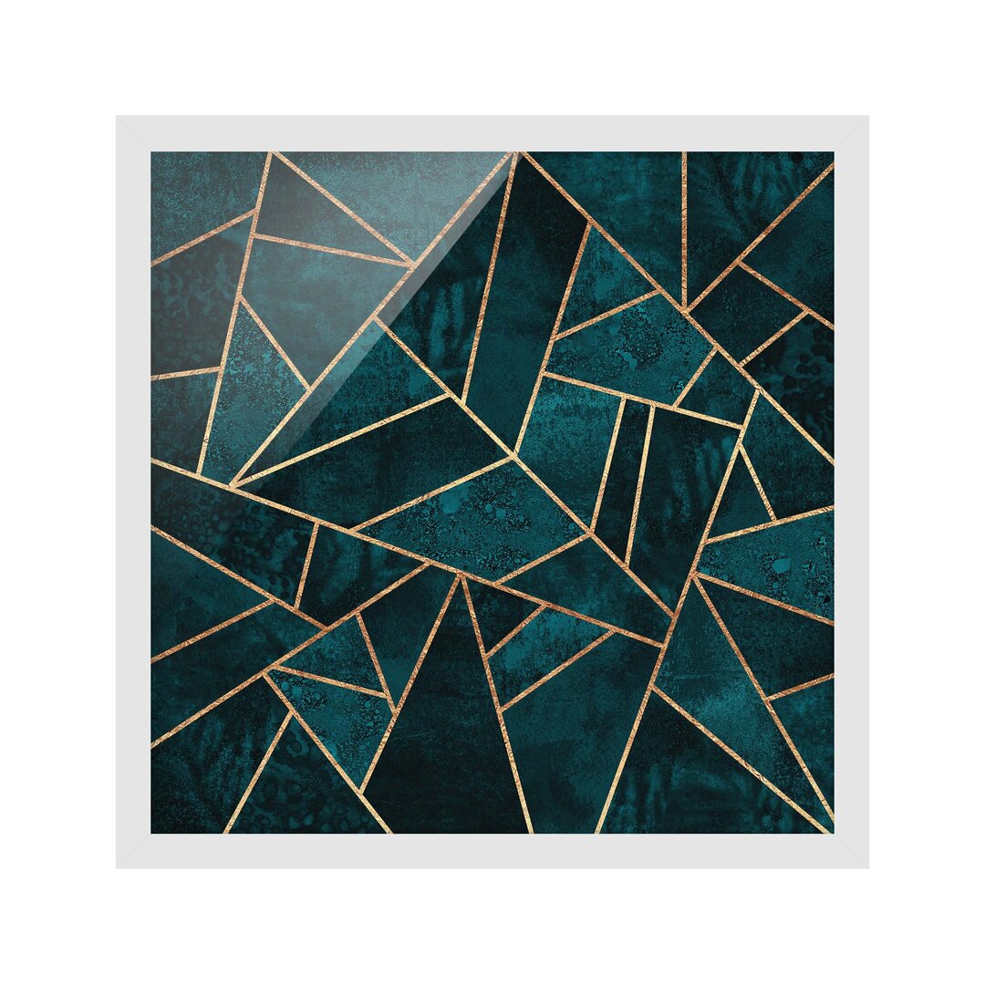 Gerahmter Grafikdruck Dark Turquoise with Gold