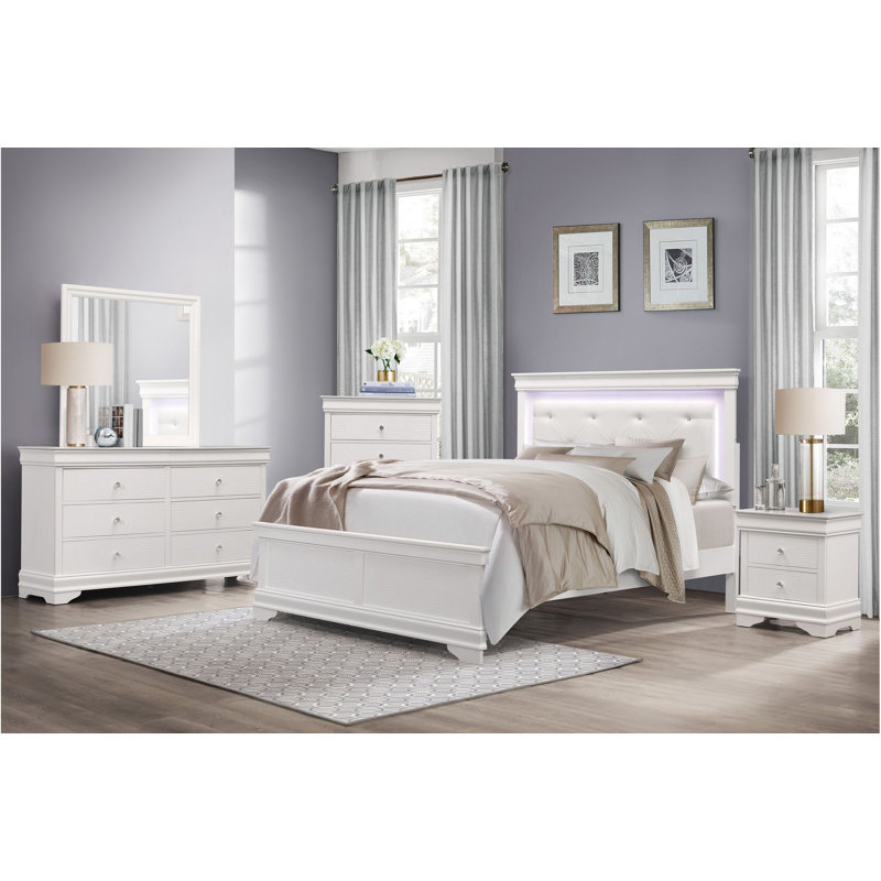 Ensemble de chambre à coucher à panneau DEL Marlinde Jillane, Grand