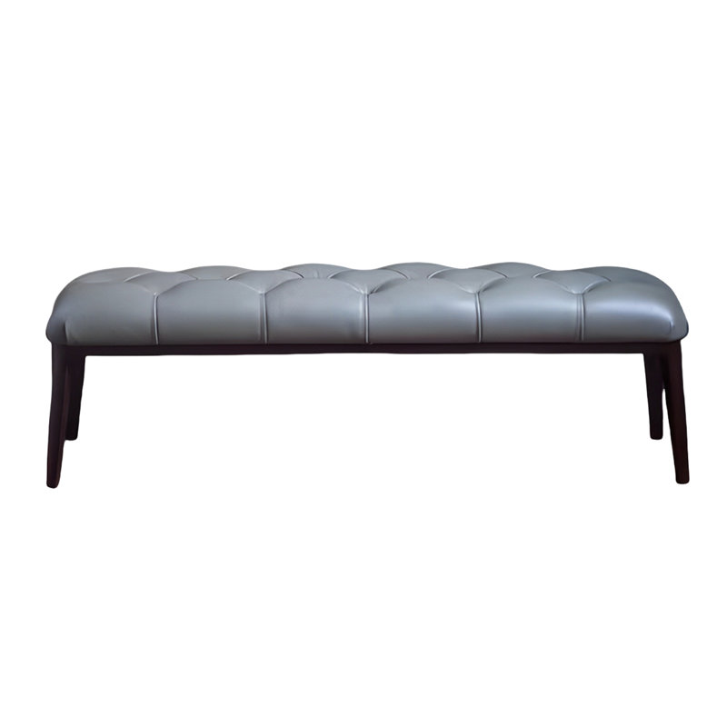 Banc rembourré en similicuir New China, Gris ardoise, Noir