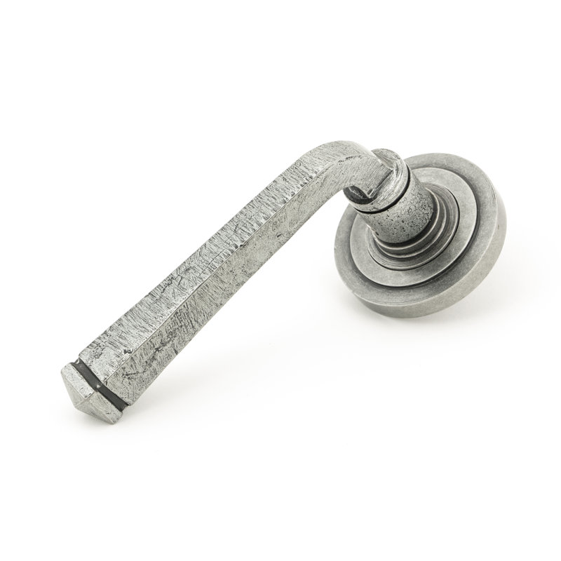 Avon Round Lever on Rose Set (Art Deco), Pewter Patina