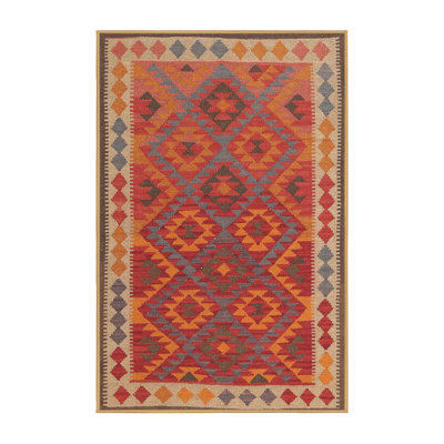 Tapis noir/orange/beige contemporain Gerhilde