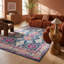 Tapis bleu marine à motif abstrait Kymiere-533200919
