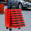 Armoire à outils en métal à 7 tiroirs en rouge et noir, acier laminé à froid, glissières à roulement, capacité de charge de 15 kg, 4 roulettes pivotantes avec option de verrouillage-39418391