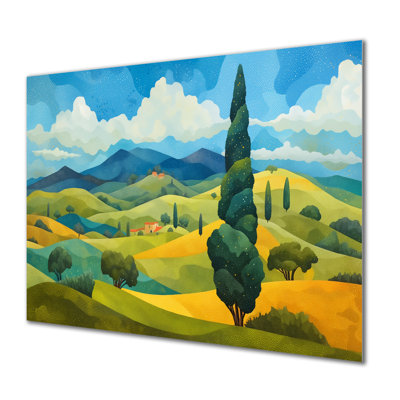 «The Swaying Cypress Pointillism Reimagined II - Vangogh», impression sur métal