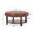 Jadaya Faux Leather and Rubberwood Round Ottoman with Open Shelf-1356082558