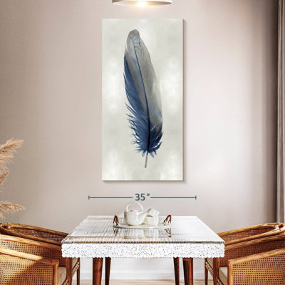 Plume bleue sur argent I