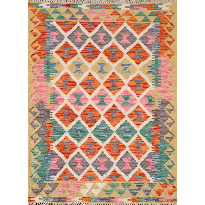 Tapis multicolore à motif oriental kilim 3 x 4