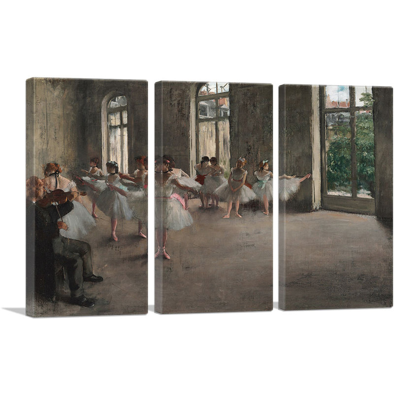 «The Rehearsal 1878» par Edgar Degas, peinture sur toile tendue 3 pièces, H 40 po x l 60 po x P 1,5 po