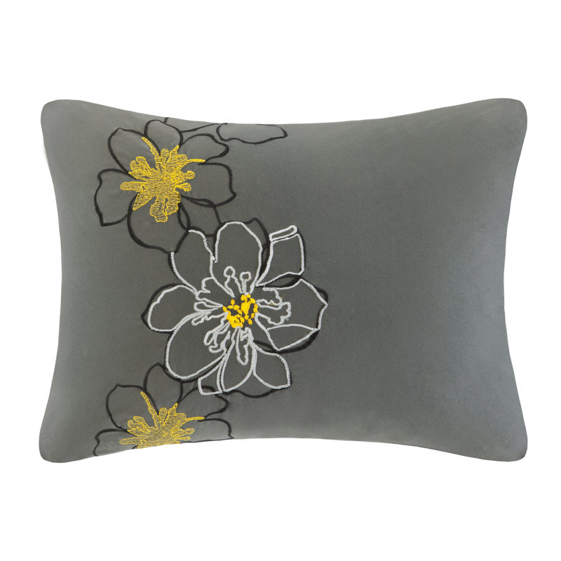 Full Yellow Microfiber Reversible Floral Comforter Set