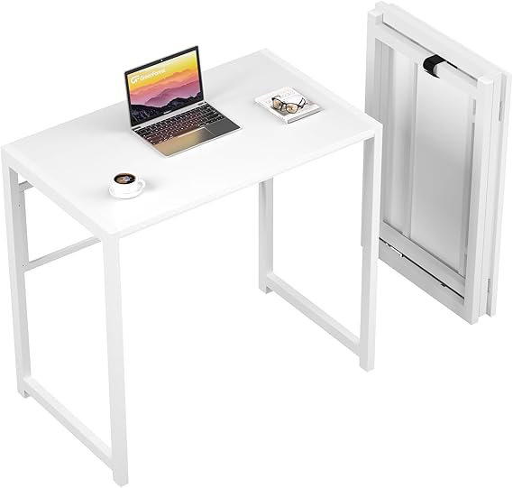 Desk No-Assembly,31.5 In Small Desk For Small Spaces Computer Desk For Home Office,Space Saving Foldable Table Study Writing Desk