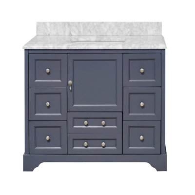 Tilford 42'' Single Bathroom Vanity with Carrara Marble Top