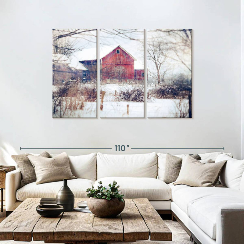 Lilie White Winter Barn, 48" H x 74" W