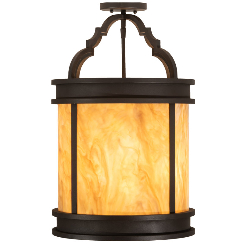 Amber Acrylic and Bronze 4-Light Indoor/Outdoor Flush Mount