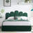 Velvet Palm-shaped Headboard Queen Bed Frame with Lift Up Storage, No Box Spring Needed, Green-1604685467-1602480140