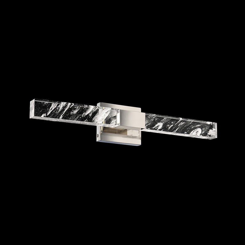 Baton 2 Light Crystal LED Wall Sconce, Polished Nickel