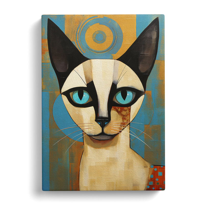 Siamese Cat Constructivism No.2 - Wrapped Canvas Print, 60cm H x 40cm W x 3cm D