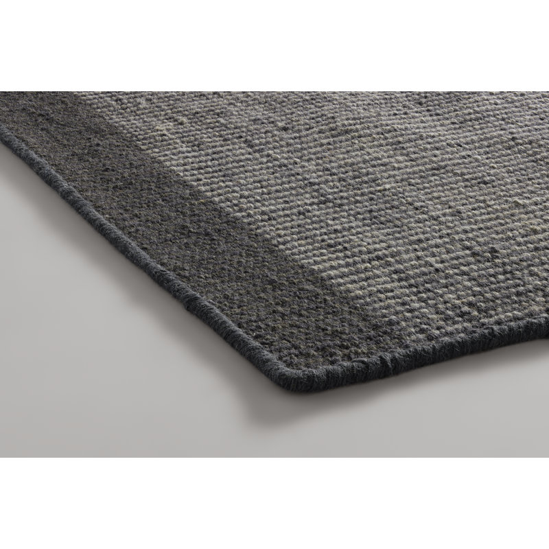 Bousta Wool Striped Area Rug in Black/Gray, Rectangle 8' x 10'