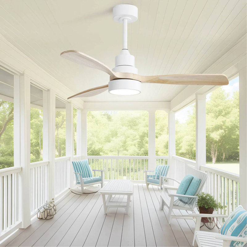 Ventilateur de plafond en bois massif 48 pouces avec moteur à courant continu réversible à intensité variable 6 vitesses