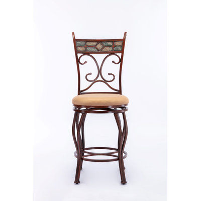 Camire Swivel Upholstered Microfiber / Microsuede Counter Stool with Steel Frame