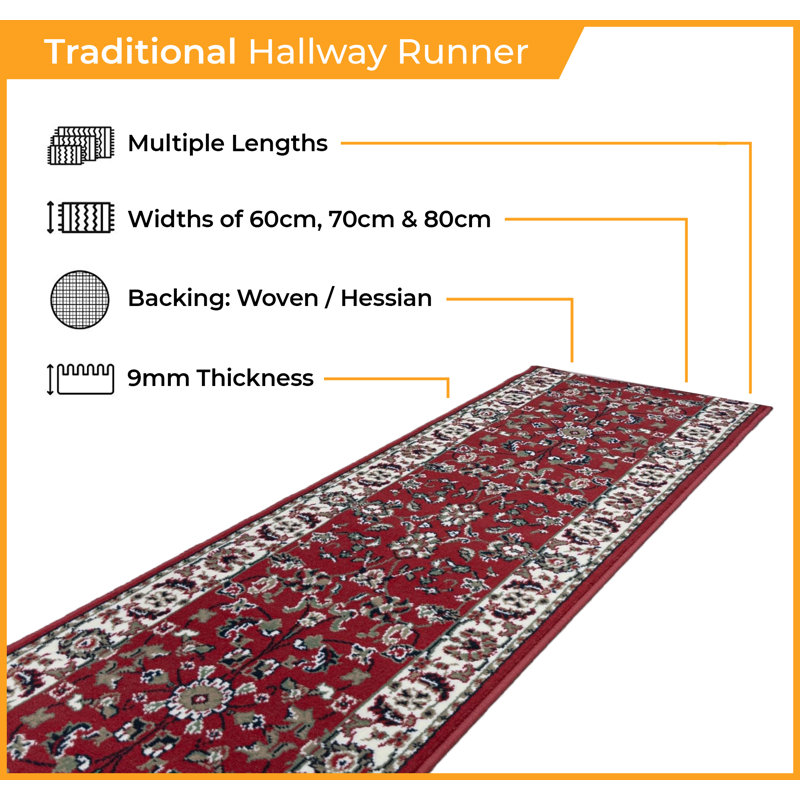 Ballyclarc Oriental Indoor Area Rug, Runner 240cm x 80cm