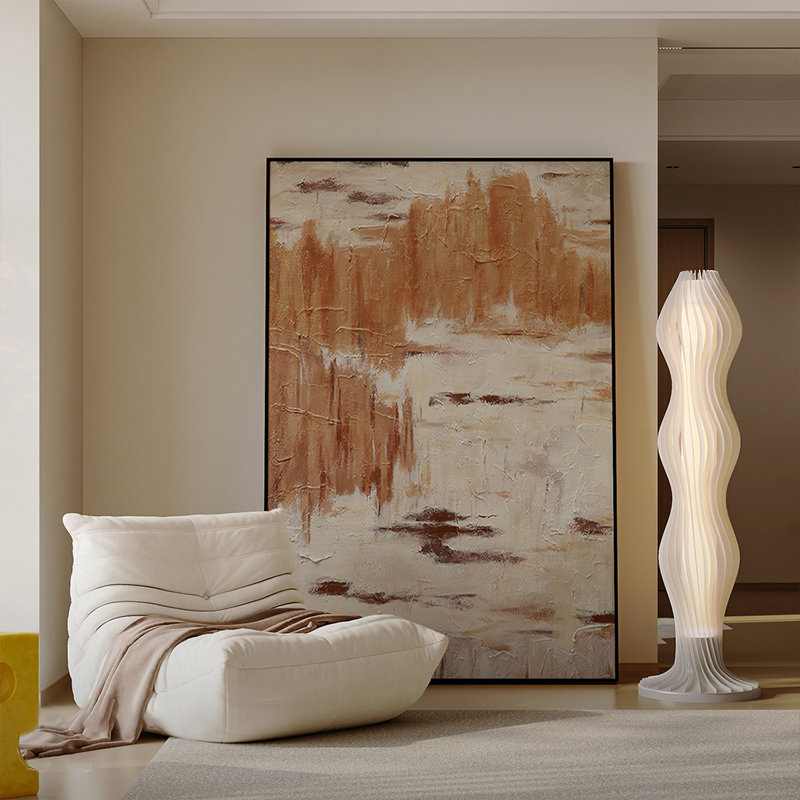 Art mural abstrait, peinture neutre de couleur terre, décor de style Wabi-Sabi et crème, reproduction sur toile prête à être suspendue pour chambre à coucher et entrée