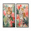 Léopard vert et rose dans la jungle I - ensemble de 2 impressions sur toile léopard-102577689-102577684