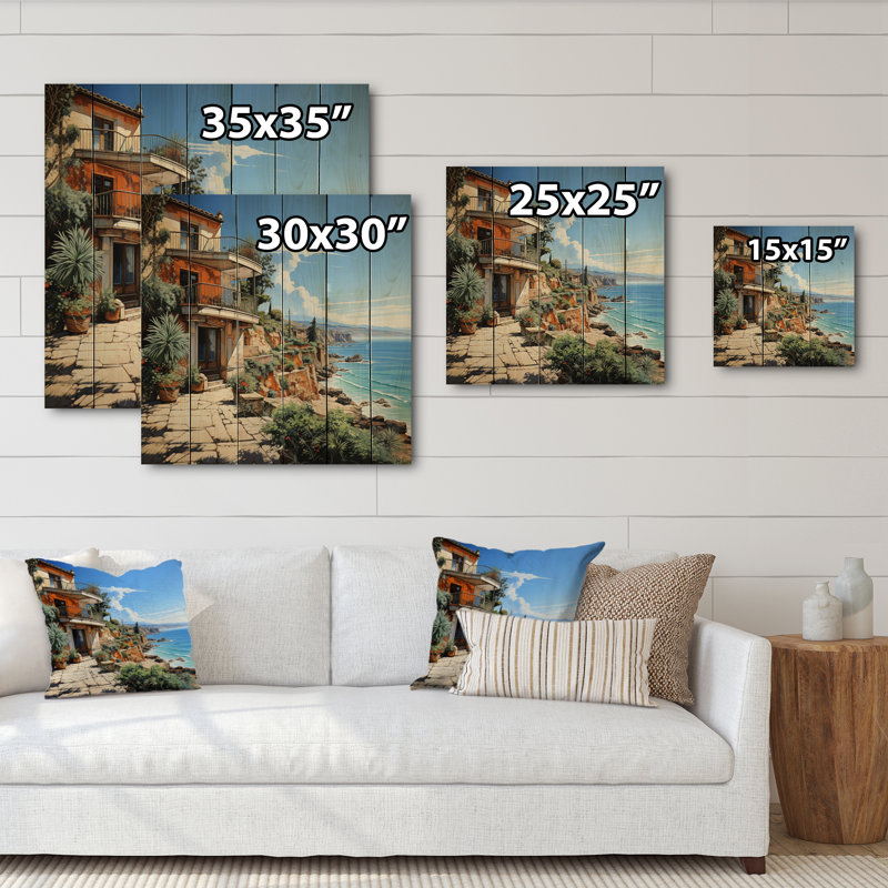 Chandre, Espagne, bord de mer, village côtier I sur impression sur bois, H 35 po x l 35 po x P 0,78 po
