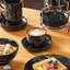 Ensemble de grandes tasses en céramique empilables 6 pièces Luxe, marbre noir doré avec support argenté | Tasses à café au lait 9 oz, repas et cadeaux modernes-122829697-122829698